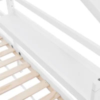 Cama para Niños en Forma de Casita con Librería Integrada en Estilo Nórdico 90x200 cm sin Colchón， Blanco(m-8)