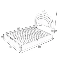 Letto Contenitore Matrimoniale con Sistema Idraulico, Rete a Doghe e Testata Regolabile in Altezza, in Legno, 140x203x125-131 cm, Rosa(m-3)