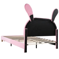 Letto con Contenitore in Tessuto Effetto Velluto, Testata Imbottita Regolabile e Illuminazione LED, 140x203.5x145-151.5 cm, Rosa(m-11)
