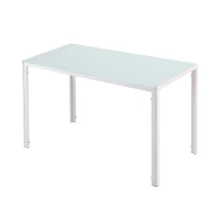 HOMCOM Masă Dreptunghiulară pentru 4 Persoane din Metal și Sticlă Securizată, 120x60x75 cm, Alb(m-10)