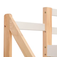 Letto a Castello per Bambini in Legno con Scala Contenitore e Scrivania Integrata, Bianco+Quercia(m-9)