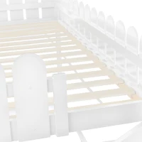 Lettino a Castello per Bambini in Legno con 3 Gradini e 2 Cassetti, Decorazione a Recinzione, 242,5x96x211,5 cm, Bianco(m-10)