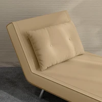 HOMCOM Ligstoel Stoel met Ligfunctie Slaapstoel, Knoopsgatensteek, Linnenlook, 77 cm x 88 cm x 83 cm, Bruin(m-8)