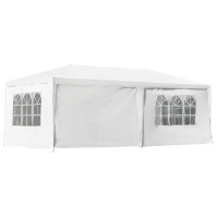 Outsunny Gazebo da Giardino 6x3m con Pareti Laterali Rimovibili, Porte e Finestre, Bianco(m-10)