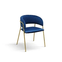 PAZZO DESIGN Sedia Penelope Blu set da 2 sedie in velluto e gambe in metallo(m-1)