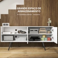 HOMCOM Móvel de TV para Televisores de até 65 Polegadas com 2 Prateleiras Abertas 1 Armário com Portas 145x38x65 cm Branco(m-4)