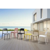 PAZZO DESIGN Sedia Luana set da 4 sedie tortora in Polipropilene(m-5)