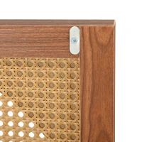 Buffet moderne avec 3 portes aspect cannage, poignées en métal et meuble d'entrée de rangement, Couleur noyer(m-8)