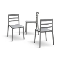 PAZZO DESIGN Sedia Luca set da 4 sedie Grigio in Polipropilene(m-2)