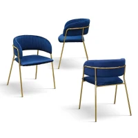 PAZZO DESIGN Sedia Penelope Blu set da 2 sedie in velluto e gambe in metallo(m-2)