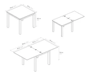 PAZZO DESIGN Tavolo allungabile, Rovere Rustico, Nobilitato melaminico, Made in Italy, Basamento Nero, 90 x 90 x 76,5 cm(m-6)