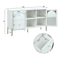 Buffet Élégante avec Étagères Réglables et Dessus Effet Marbre, 2 Portes et 2 Tiroirs - Meuble de Rangement, Blanc(m-3)