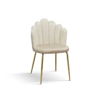 PAZZO DESIGN Sedia Sissi Panna set da 4 in velluto e gambe in metallo(m-1)