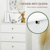 HOMCOM Cómoda de Quarto Moderna Cómoda de Madeira com 4 Gavetas e Pés Metálicos para Sala Escritório 60x40x100 cm Branco(m-6)