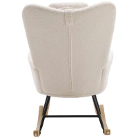 Fauteuil à Bascule avec Repose-pieds, Appui-tête, tissu tout doux Blanc(m-8)