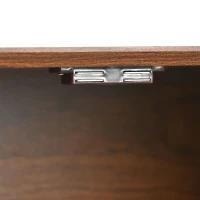 Buffet Moderne en Rotin avec 3 Tiroirs, 2 Portes et Meuble TV Scandinave, couleur noyer(m-8)