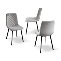 PAZZO DESIGN Sedia Arianna set da 4 sedie Grigio in velluto e gambe in metallo(m-2)