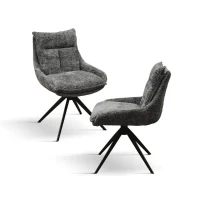 PAZZO DESIGN Sedia Biagio Grigio set da 2 sedie con rivestimento in tessuto e gambe in metallo(m-2)