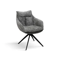 PAZZO DESIGN Sedia Gastone Grigio set da 2 sedie con rivestimento in tessuto e gambe in metallo(m-1)