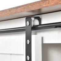 Meuble TV mobile de style industriel vintage avec 2 portes coulissantes et étagères réglables, design rustique, Blanc(m-9)