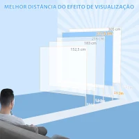 HOMCOM Tela de Projeção Elétrica de 84 Polegadas Tela de Projeção Portátil Formato 16:9 com Controlo Remoto 186x105 cm Branco(m-6)