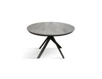 PAZZO DESIGN Tavolo Allungabile con Gambe Incrociate rotondo, Made in Italy, Basamento Nero, Grigio cemento(m-1)