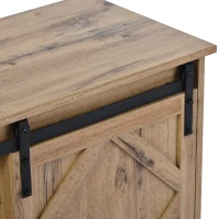 Meuble TV pour télévision jusqu'à 65 pouces style rustique avec portes coulissantes et étagères réglables pour salon, 150L x 40l x 60H cm, Marron(m-9)