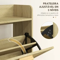 HOMCOM Móvel Sapateira de Entrada com 2 Gavetas Basculantes e 1 Prateleira Aberta para 18 Pares de Sapatos 80x24,5x110 cm Carvalho(m-5)