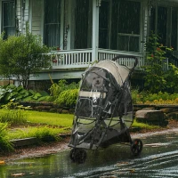 PawHut Foldable Pet Stroller w/ Rain Cover, for XS Dogs, S Dogs - Khaki(m-2)