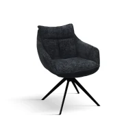 PAZZO DESIGN Sedia Gastone Nero set da 2 sedie con rivestimento in tessuto e gambe in metallo(m-1)