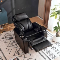 Fauteuil de Relaxation Électrique avec Port USB, Tablette Pivotante à 360°, Porte-gobelet et revêtement PU, Noir(m-5)