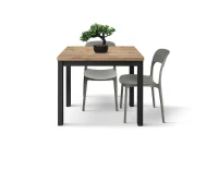 PAZZO DESIGN Tavolo allungabile, Rovere Rustico, Nobilitato melaminico, Made in Italy, Basamento Nero, 90 x 90 x 76,5 cm(m-3)