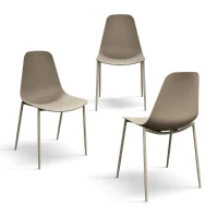 PAZZO DESIGN Sedia Alix tortora set da 4 sedie in Polipropilene e gambe metallo(m-2)