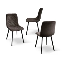 PAZZO DESIGN Sedia Arianna set da 4 sedie marrone in velluto e gambe in metallo(m-2)