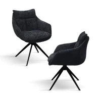 PAZZO DESIGN Sedia Gastone Nero set da 2 sedie con rivestimento in tessuto e gambe in metallo(m-2)