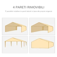 Outsunny Gazebo da Giardino 6x3m con Pareti Laterali Rimovibili, Porte e Finestre, Bianco(m-4)