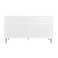 Buffet Élégant avec 7 Tiroirs, Poignées et Pieds dorés, Blanc(m-8)
