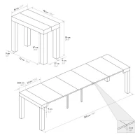 PAZZO DESIGN Tavolo Consolle allungabile, Rovere rustico, Nobilitato, Made in Italy, da 45 a 300 cm(m-5)