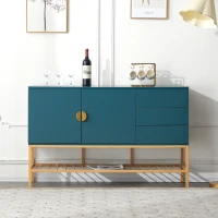 Buffet moderne avec détails dorés et tiroirs de rangement en MDF, Bleu(m-1)