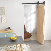 HOMCOM 4FT/122CM Kit de Ferragens para Porta Deslizante Dobrável para 2 Portas com Trilho para Celeiro Preto(m-7)