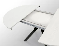 PAZZO DESIGN Tavolo Allungabile con Gambe Incrociate rotondo, Made in Italy, Basamento Nero, Bianco frassinato(m-5)