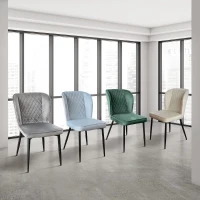 PAZZO DESIGN Sedia Simona set da 4 sedie azzurro in velluto e gambe in metallo(m-4)