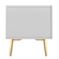 Meuble TV moderne avec bandes décoratives, pieds en métal doré et 2 tiroirs, Blanc(m-8)