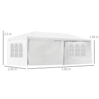 Outsunny Gazebo da Giardino 6x3m con Pareti Laterali Rimovibili, Porte e Finestre, Bianco(m-3)