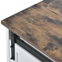 Meuble TV pour télévision jusqu'à 65 pouces style campagne moderne avec portes coulissantes et étagères réglables, Marron blanc(m-6)