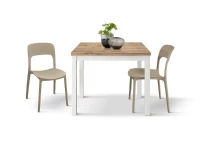 PAZZO DESIGN Tavolo allungabile, Rovere Rustico, Nobilitato, Made in Italy, Basamento Bianco, 90 x 90 x 76,5 cm(m-3)