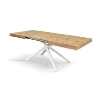 PAZZO DESIGN Tavolo Allungabile con Gambe Incrociate, Made in Italy, 160 x 90 x 74 cm, Rovere rustico con Gamba Bianca(m-1)