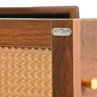 Buffet Moderne en Rotin avec 3 Tiroirs, 2 Portes et Meuble TV Scandinave, couleur noyer(m-7)