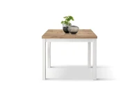 PAZZO DESIGN Tavolo allungabile, Rovere Rustico, Nobilitato, Made in Italy, Basamento Bianco, 90 x 90 x 76,5 cm(m-1)