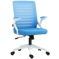 Vinsetto Scaun Ergonomic Reglabil pe Înălțime cu Cotiere de Ridicare, Scaun de Birou Pivotant din Poliester, 54x54x89-99 cm, Albastru(m-10)